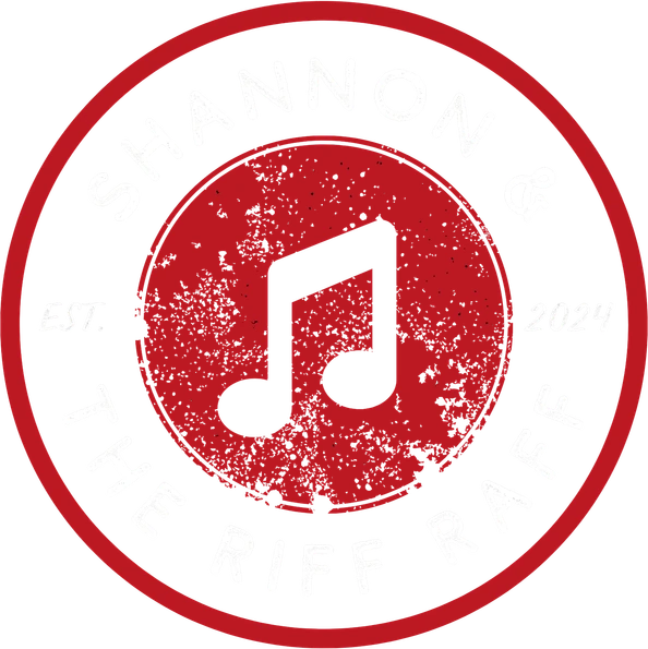 Shannon & The Riff Raff, established 2024: a music note in a red stamp inside a ring